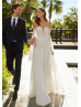 Sweetheart Neck Ivory Lace Chiffon Wedding Dress With Detachable Sleeves